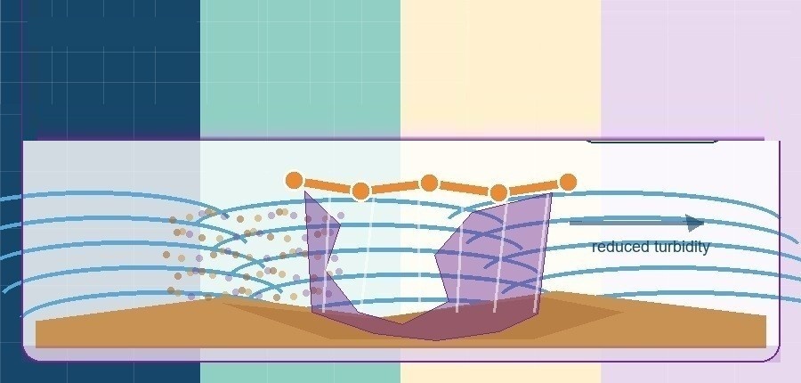 Silt curtain for navigation channel sediment control cover