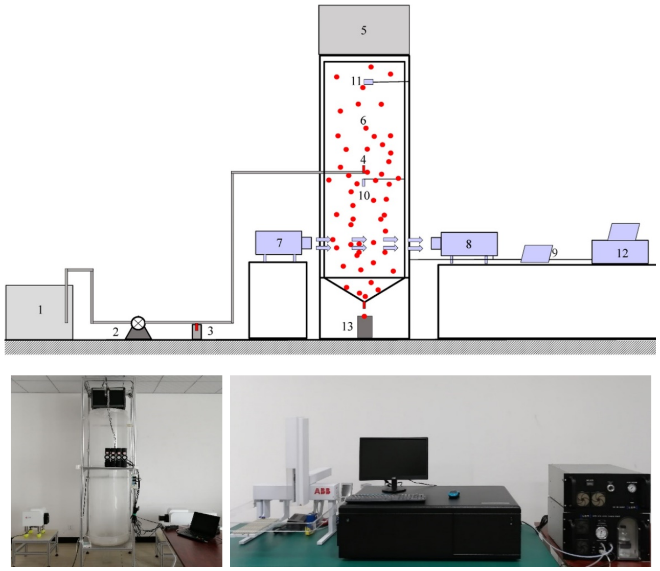 Schematic and site photograph of the experimental device