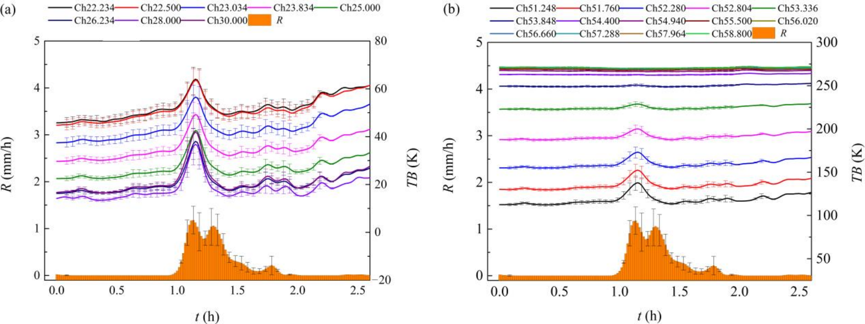 Temporal evolution of brightness temperatures for snowy days