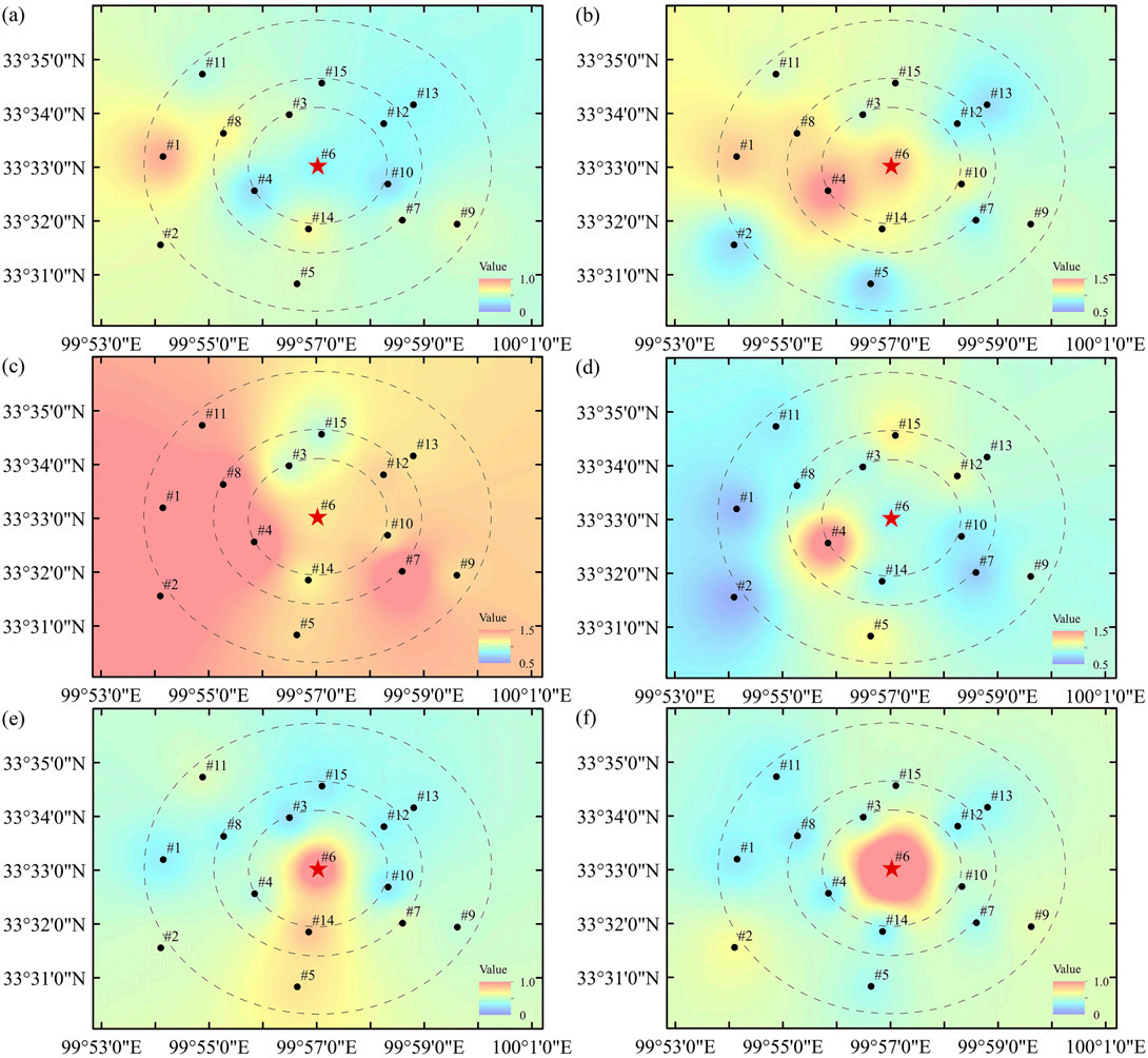 Spatial distribution of average rain rate during operation cases