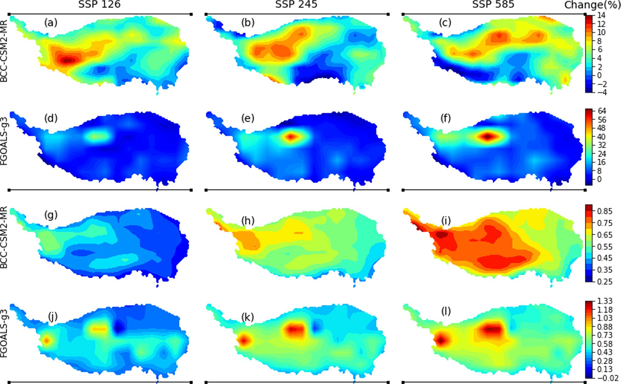 Spatial pattern of rainfall and temperature changes under SSP scenarios in CMIP6 models