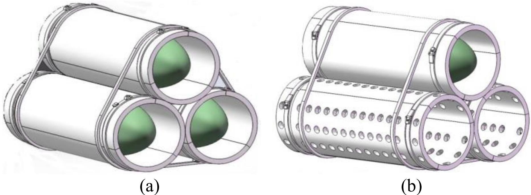 Impermeable and permeable tri-buoy floating breakwater designs